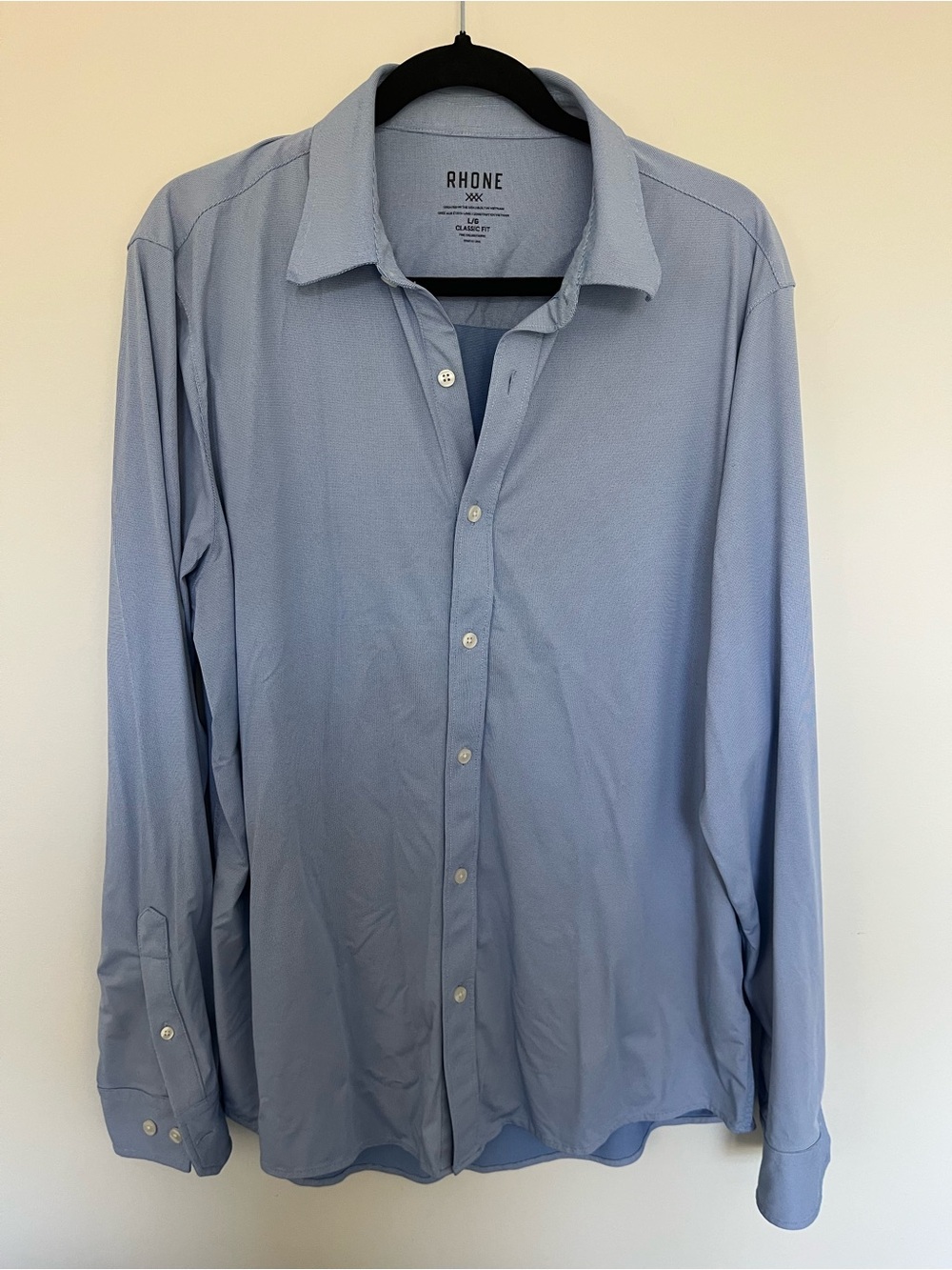 RHONE Men's Light Blue Long-Sleeve Dress Shirt